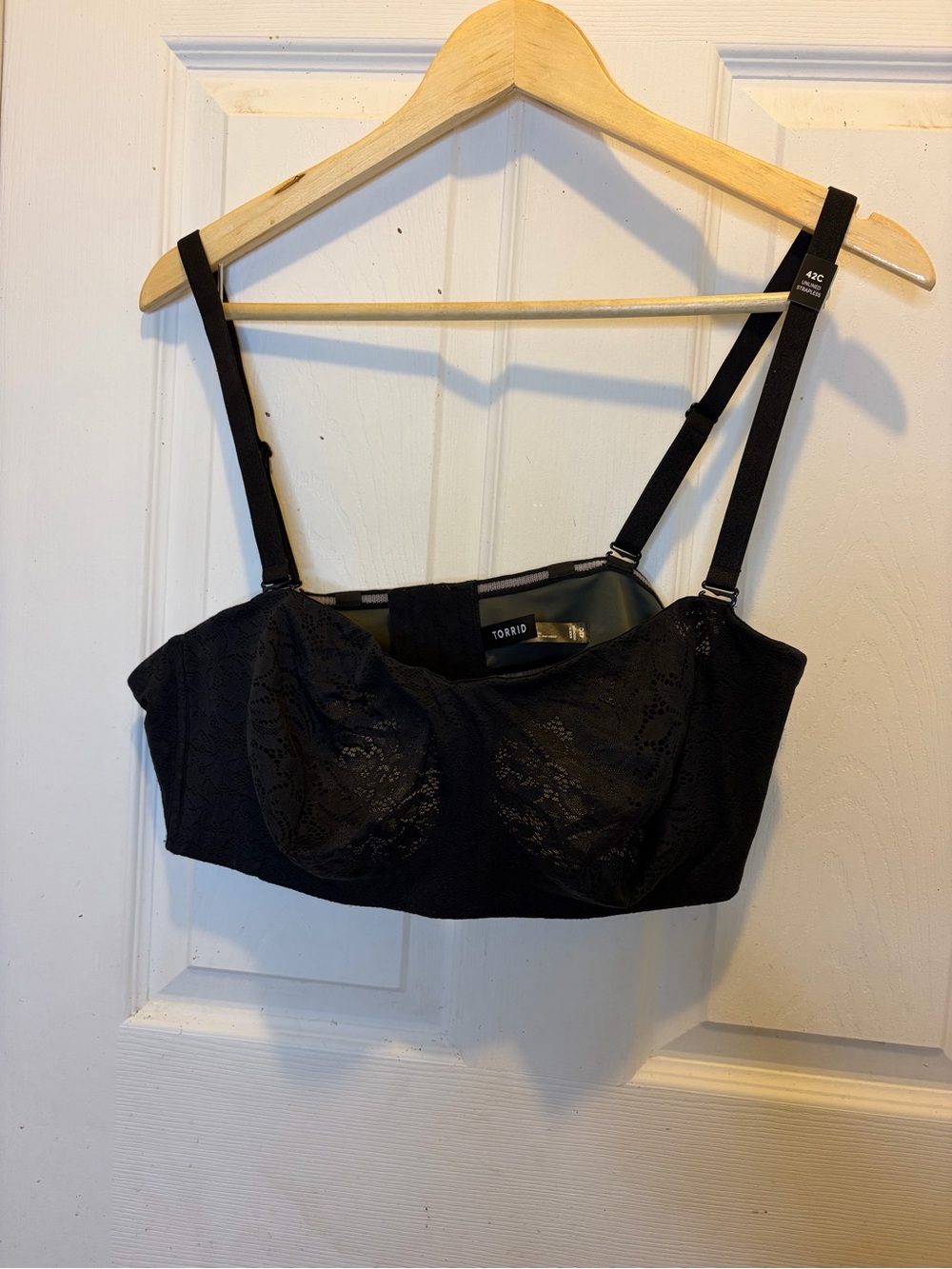 torrid Black Lace Unlined Strapless Bra 42C